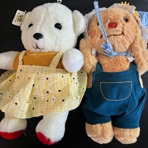 Adorable Plush Toy Set - White and Brown